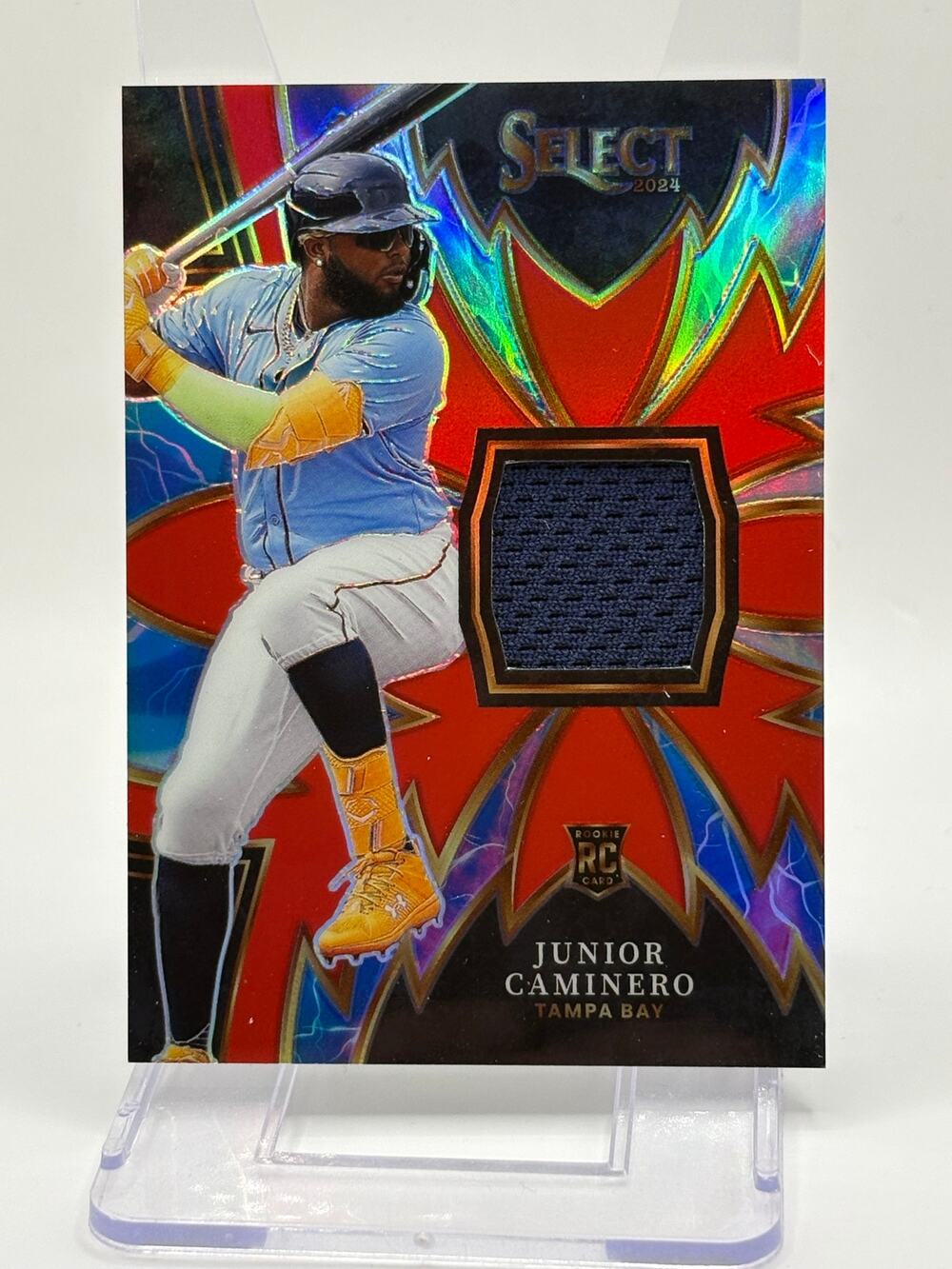 2024 Panini Select Junior Caminero Rookie Sparks Red Jersey Patch Prizm 70/99 SP